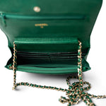 CHANEL Handbag Green / WOC 18S Emerald Green Caviar Quilted Wallet on Chain WOC - Redeluxe