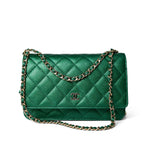 CHANEL Handbag Green / WOC 18S Emerald Green Caviar Quilted Wallet on Chain WOC - Redeluxe