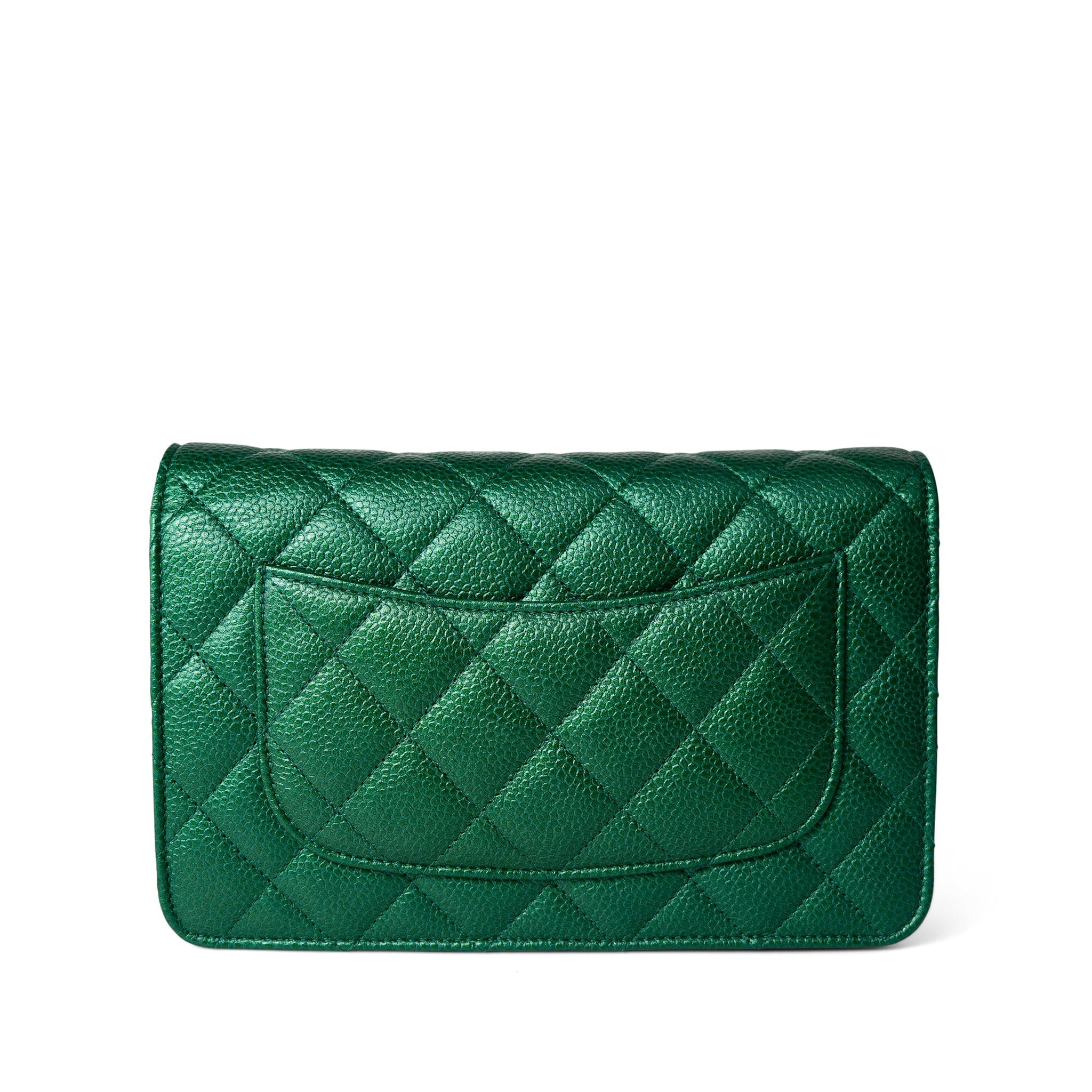CHANEL Handbag Green / WOC 18S Emerald Green Caviar Quilted Wallet on Chain WOC - Redeluxe
