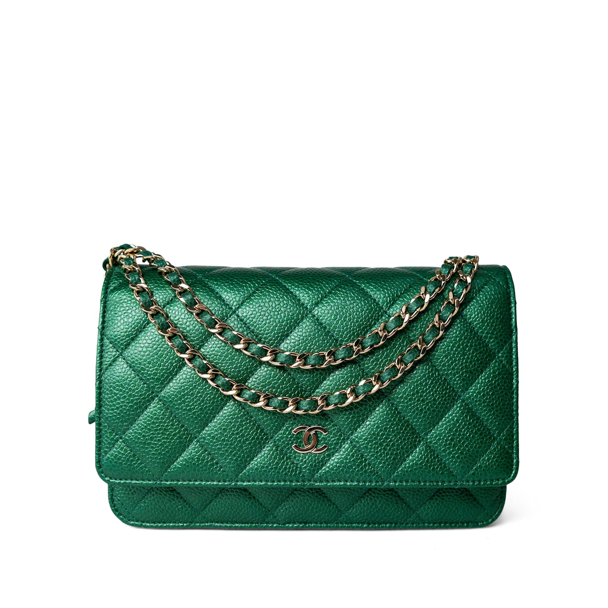 CHANEL Handbag Green / WOC 18S Emerald Green Caviar Quilted Wallet on Chain WOC - Redeluxe