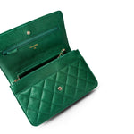 CHANEL Handbag Green / WOC 18S Emerald Green Caviar Quilted Wallet on Chain WOC - Redeluxe