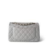 CHANEL Handbag Grey 21A Grey Caviar Quilted Classic Flap Small Light Gold Hardware - Redeluxe