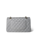 CHANEL Handbag Grey 21A Grey Caviar Quilted Medium Classic Flap Light Gold Hardware - Redeluxe