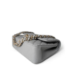 CHANEL Handbag Grey 21A Grey Caviar Quilted Medium Classic Flap Light Gold Hardware - Redeluxe