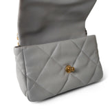 CHANEL Handbag Grey 21A Grey Lambskin Quilted 19 Flap Mixed Hardware - Redeluxe