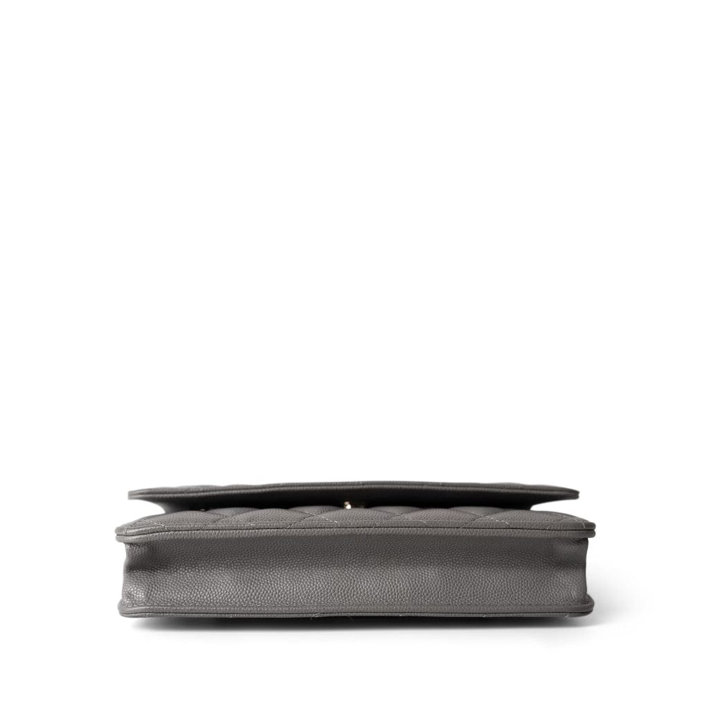 CHANEL Handbag Grey 22B Grey Caviar Quilted Wallet on Chain Light Gold Hardware - Redeluxe