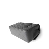CHANEL Handbag Grey Dark Grey Lambskin Quilted Mini Rectangular Flap Light Gold Hardware - Redeluxe