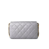 CHANEL Handbag Grey Grey Lambskin Quilted Crush on Chains Single Flap Bag Antique Gold Hardware - Redeluxe