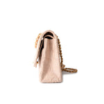 CHANEL Handbag Ivory Canvas Camellia Classic Double Flap Gold Hardware Vintage - Redeluxe