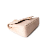CHANEL Handbag Ivory Canvas Camellia Classic Double Flap Gold Hardware Vintage - Redeluxe