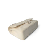 CHANEL Handbag Ivory / Classic flap 18C Ivory Chevron Lambskin Medium Classic Flap Light Gold Hardware - Redeluxe