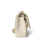 CHANEL Handbag Ivory / Classic flap 18C Ivory Chevron Lambskin Medium Classic Flap Light Gold Hardware - Redeluxe
