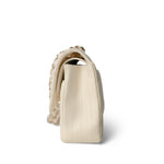 CHANEL Handbag Ivory / Classic flap 18C Ivory Chevron Lambskin Medium Classic Flap Light Gold Hardware - Redeluxe