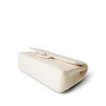CHANEL Handbag Ivory / Classic flap 18C Ivory Chevron Lambskin Medium Classic Flap Light Gold Hardware - Redeluxe