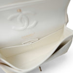 CHANEL Handbag Ivory / Classic flap 18C Ivory Chevron Lambskin Medium Classic Flap Light Gold Hardware - Redeluxe