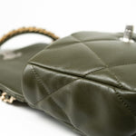 CHANEL Handbag Khaki/ Olive Green Lambskin Quilted 19 Flap Small - Redeluxe