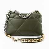 CHANEL Handbag Khaki/ Olive Green Lambskin Quilted 19 Flap Small - Redeluxe