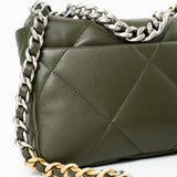 CHANEL Handbag Khaki/ Olive Green Lambskin Quilted 19 Flap Small - Redeluxe