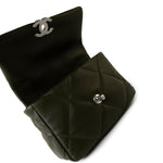 CHANEL Handbag Khaki/ Olive Green Lambskin Quilted 19 Flap Small - Redeluxe