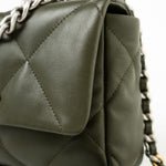 CHANEL Handbag Khaki/ Olive Green Lambskin Quilted 19 Flap Small - Redeluxe