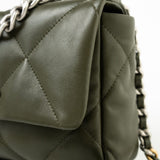 CHANEL Handbag Khaki/ Olive Green Lambskin Quilted 19 Flap Small - Redeluxe