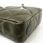 CHANEL Handbag Khaki/ Olive Green Lambskin Quilted 19 Flap Small - Redeluxe