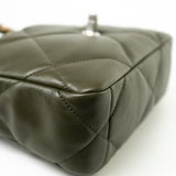 CHANEL Handbag Khaki/ Olive Green Lambskin Quilted 19 Flap Small - Redeluxe