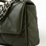 CHANEL Handbag Khaki/ Olive Green Lambskin Quilted 19 Flap Small - Redeluxe