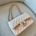CHANEL Handbag Light Beige Lambskin Quilted Classic Double Flap Small Light Gold Hardware - Redeluxe