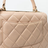 CHANEL Handbag Light Beige Lambskin Quilted Trendy CC Small LGHW - Redeluxe