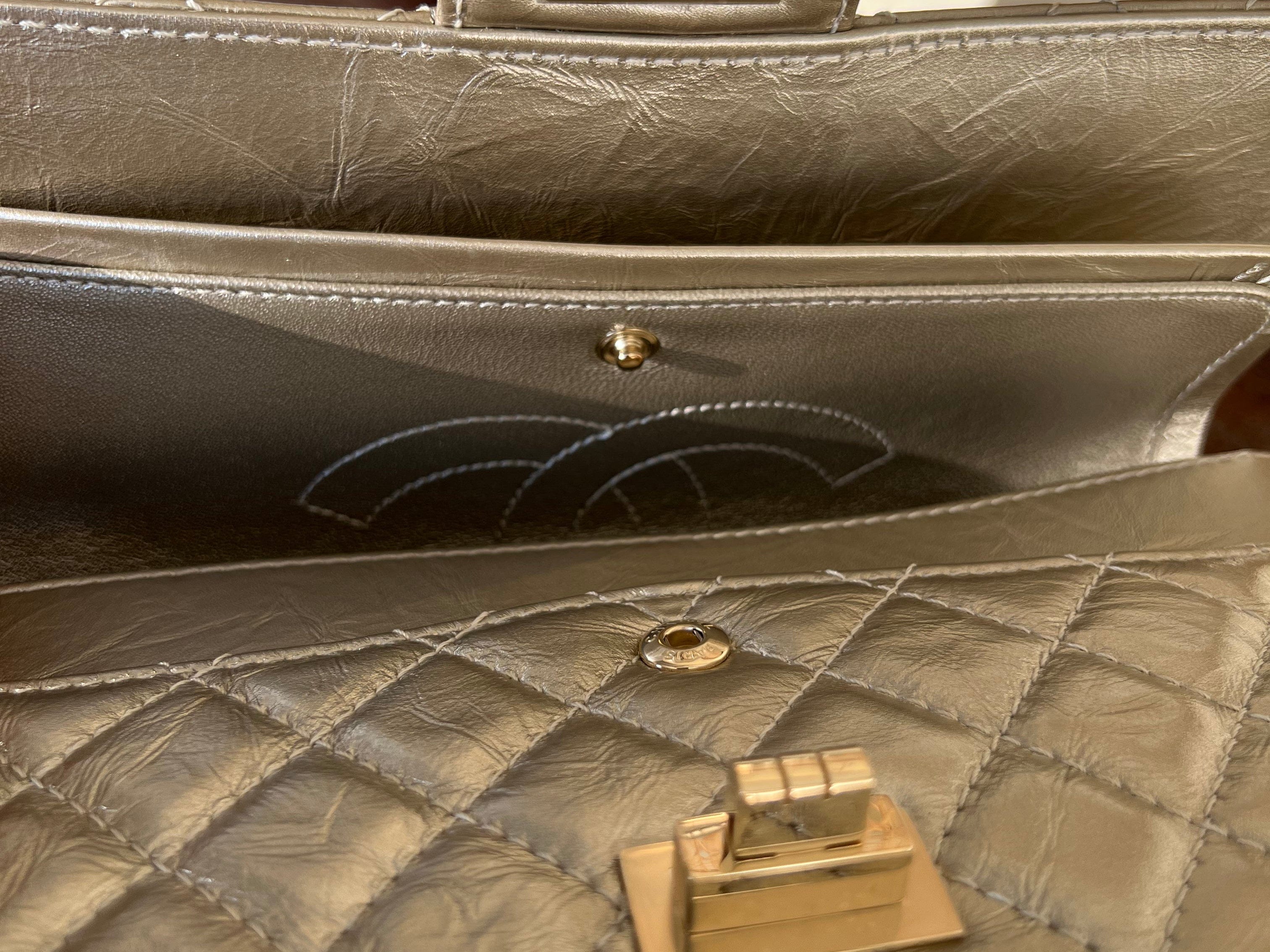CHANEL Handbag Light Metallic Gold Aged Calfskin Quilted Small Reissue 2.55 - Redeluxe