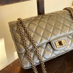 CHANEL Handbag Light Metallic Gold Aged Calfskin Quilted Small Reissue 2.55 - Redeluxe