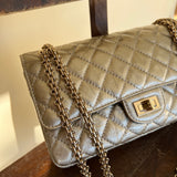 CHANEL Handbag Light Metallic Gold Aged Calfskin Quilted Small Reissue 2.55 - Redeluxe