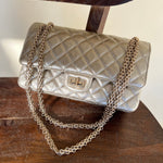 CHANEL Handbag Light Metallic Gold Aged Calfskin Quilted Small Reissue 2.55 - Redeluxe