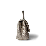 CHANEL Handbag Metallic 20A Metallic Aged Calfskin Quilted Mini Coco Handle Light Gold Hardware - Redeluxe