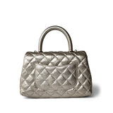 CHANEL Handbag Metallic 20A Metallic Aged Calfskin Quilted Mini Coco Handle Light Gold Hardware - Redeluxe