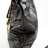 CHANEL Handbag Metallic Charcoal Calfskin Quilted  22 Bag Medium Aged Gold Hardware - Redeluxe