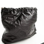 CHANEL Handbag Metallic Charcoal Calfskin Quilted  22 Bag Medium Aged Gold Hardware - Redeluxe
