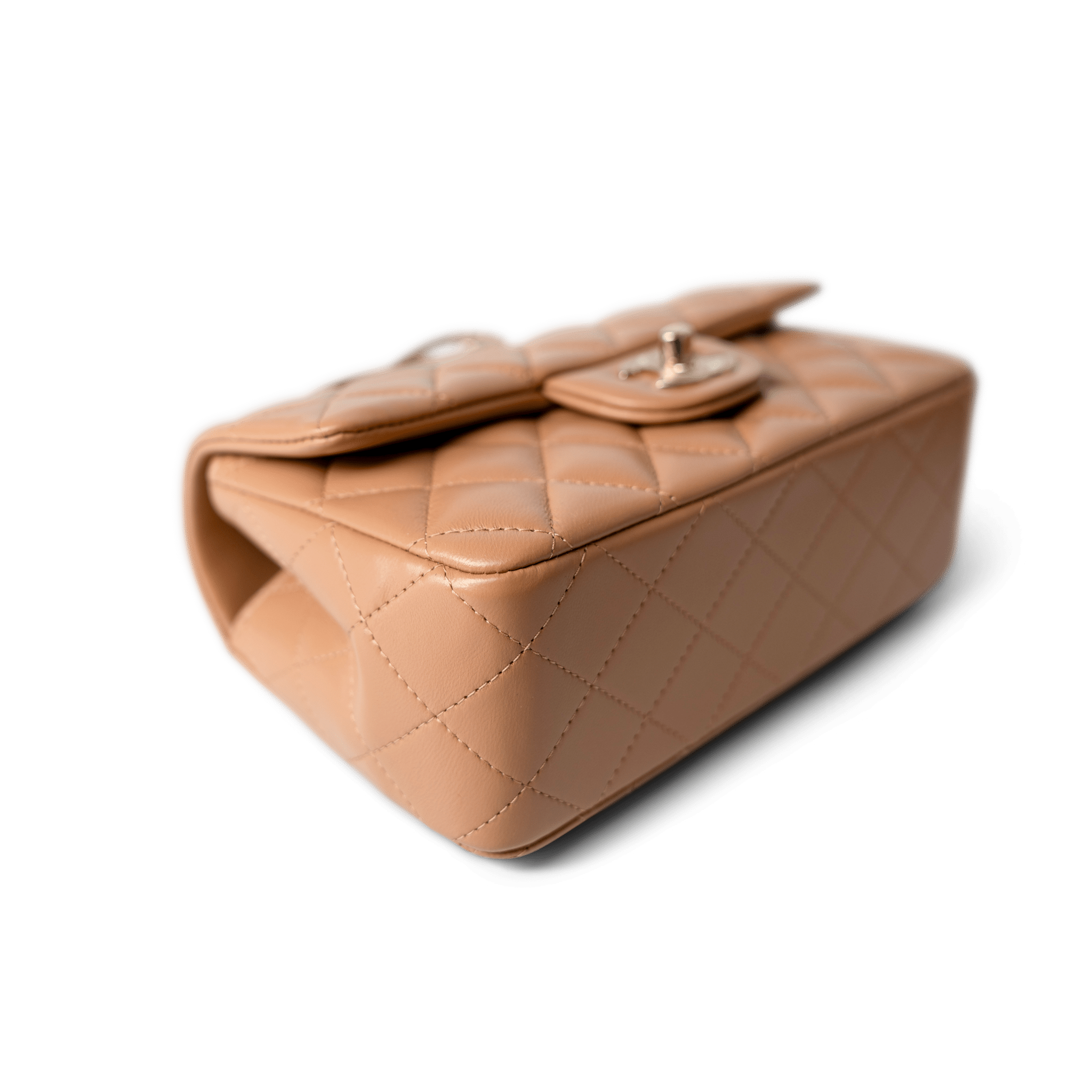 23P Dark Beige Lambskin Quilted Mini Top Handle LGHW – REDELUXE