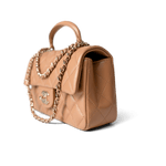 CHANEL Handbag Mini Top Handle / Beige 23P Dark Beige Lambskin Quilted Mini Top Handle LGHW - Redeluxe