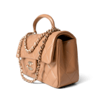 CHANEL Handbag Mini Top Handle / Beige 23P Dark Beige Lambskin Quilted Mini Top Handle LGHW - Redeluxe