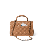 CHANEL Handbag Mini Top Handle / Beige 23P Dark Beige Lambskin Quilted Mini Top Handle LGHW - Redeluxe