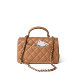 CHANEL Handbag Mini Top Handle / Beige 23P Dark Beige Lambskin Quilted Mini Top Handle LGHW - Redeluxe