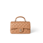 CHANEL Handbag Mini Top Handle / Beige 23P Dark Beige Lambskin Quilted Mini Top Handle LGHW - Redeluxe