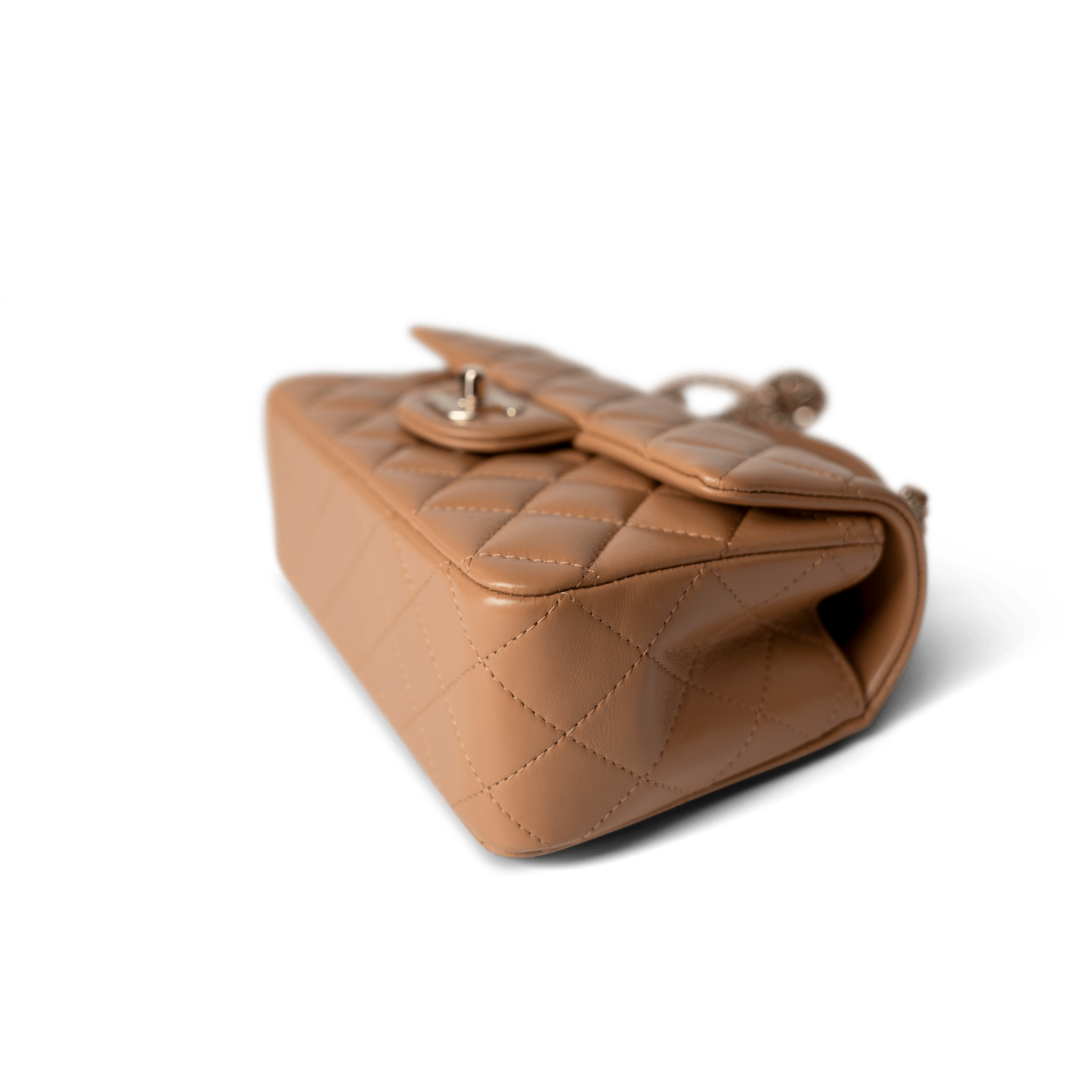 CHANEL Handbag Mini Top Handle / Beige 23P Dark Beige Lambskin Quilted Mini Top Handle LGHW - Redeluxe