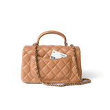 CHANEL Handbag Mini Top Handle / Beige 23P Dark Beige Lambskin Quilted Mini Top Handle LGHW - Redeluxe