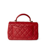 CHANEL Handbag Mini Top Handle / Red 22P Red Lambskin Mini Top Handle Light Gold Hardware - Redeluxe