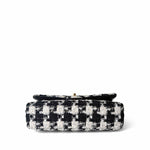 CHANEL Handbag Multicolor 20s Black White Houndstooth Tweed Quilted Classic Flap Medium Light Gold Hardware - Redeluxe