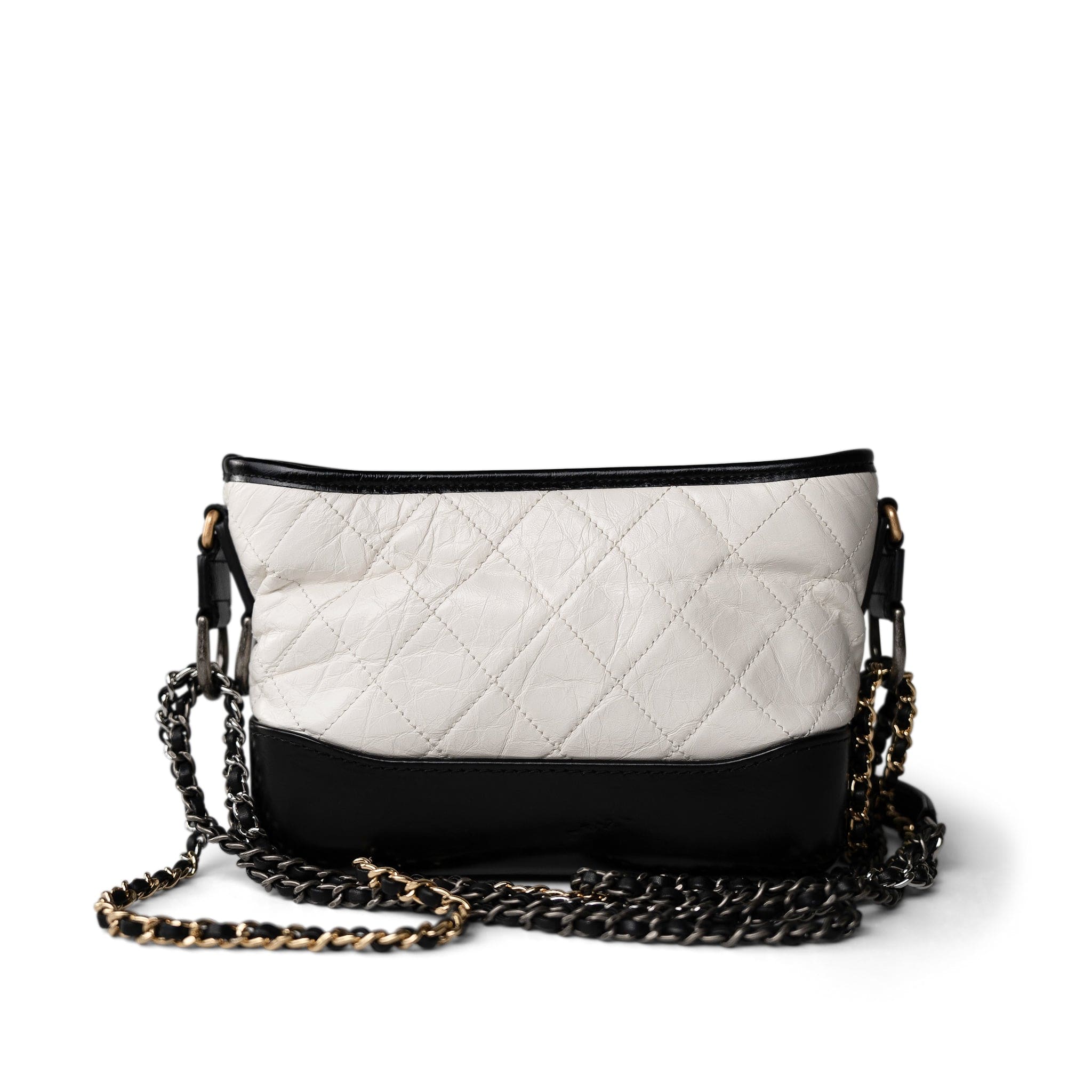 CHANEL Handbag Multicolor Gabrielle Hobo Bag White Black Mini Mixed Hardware - Redeluxe