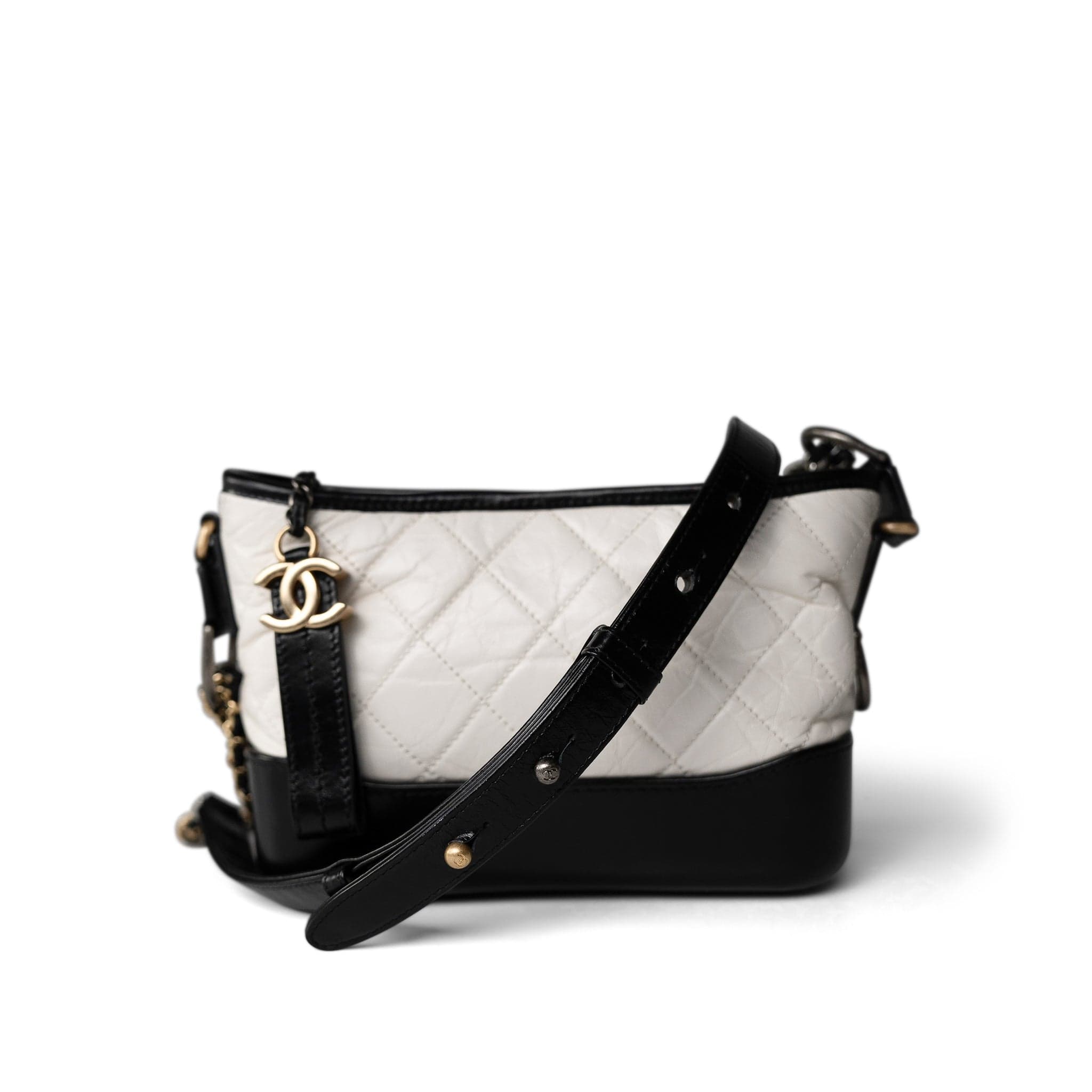 CHANEL Handbag Multicolor Gabrielle Hobo Bag White Black Mini Mixed Hardware - Redeluxe